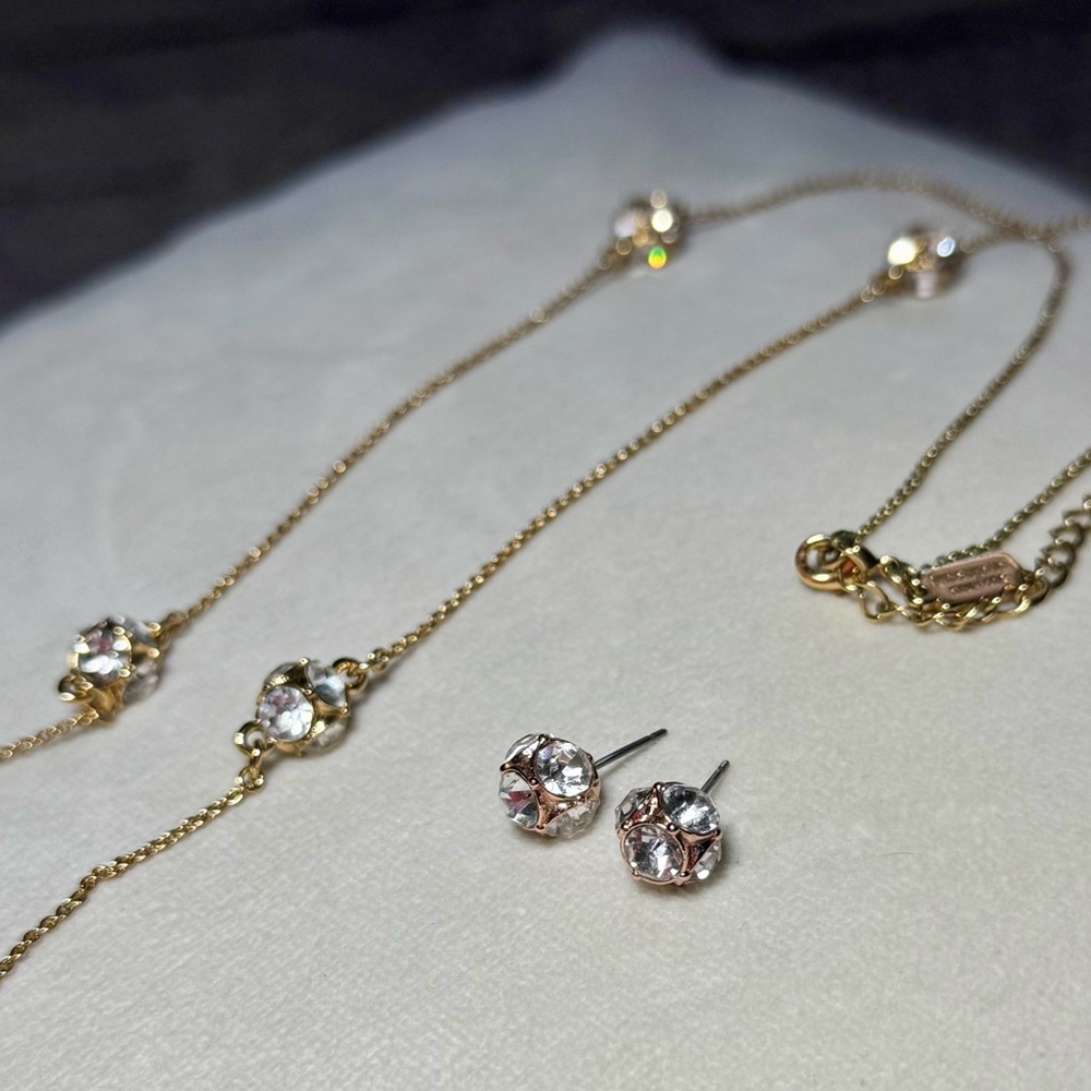 Kate Spade Lady Marmalade Crystal Ball Gold Necklace and Earring Set